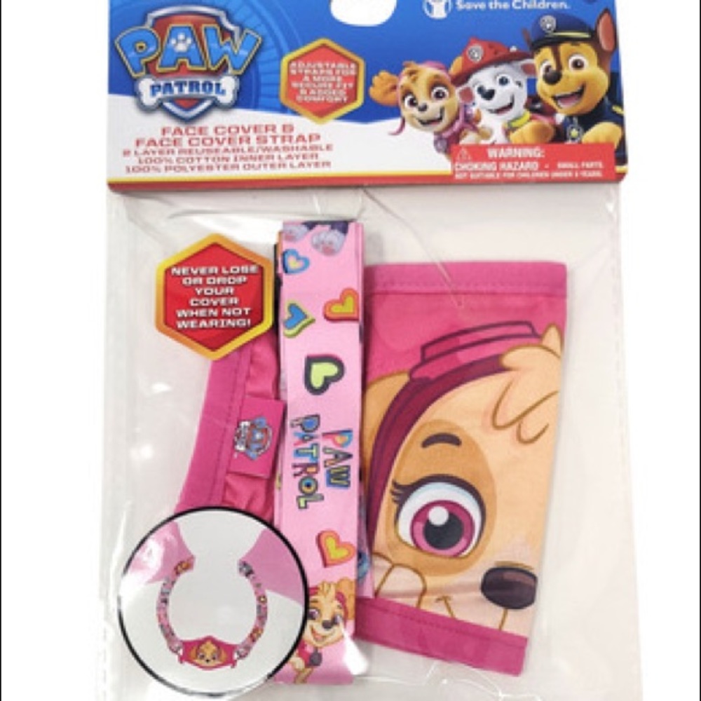Paw Patrol Girls Reusable Face Mask Skye Puppy Smile w/ Removable Strap
